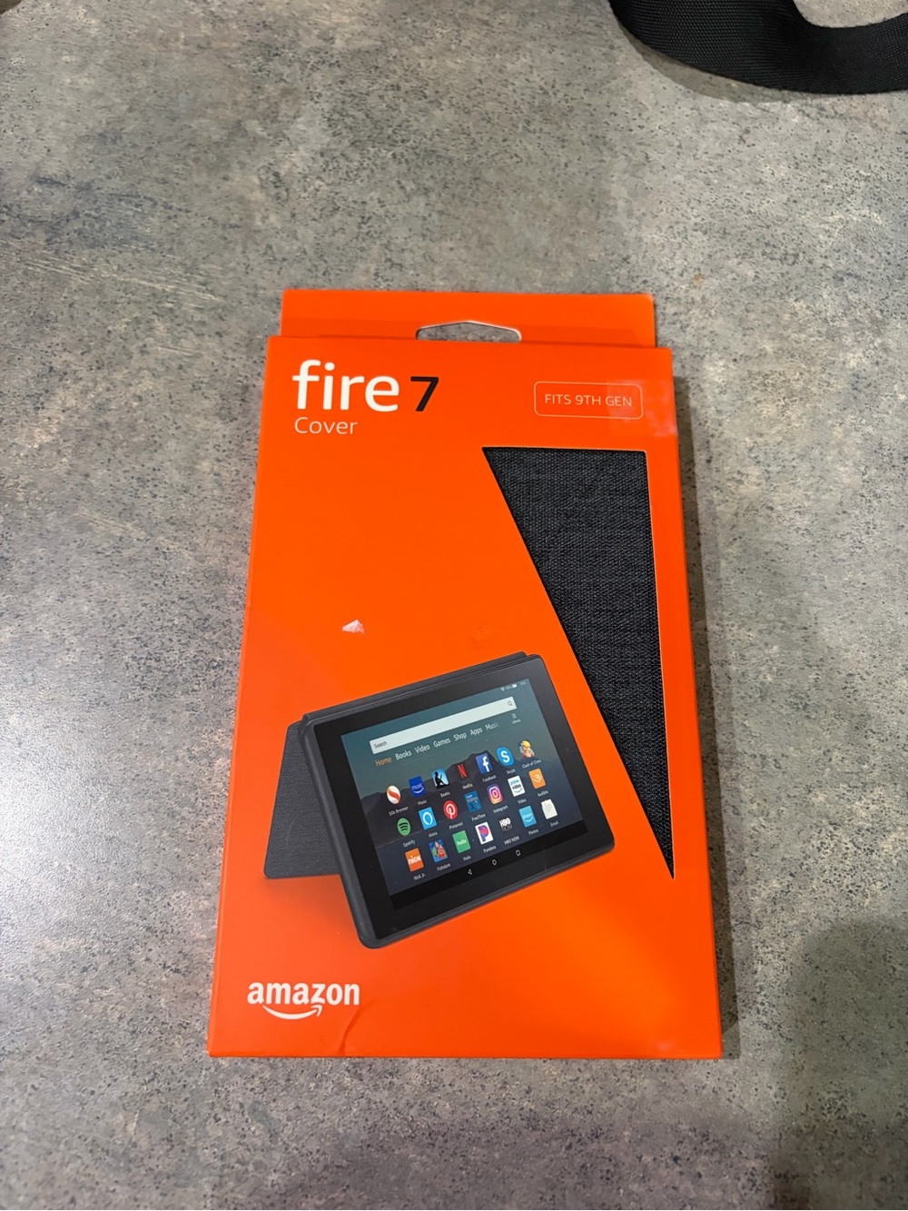 Amazon Fire 7 Cover - Orange Packaging with Black Cover